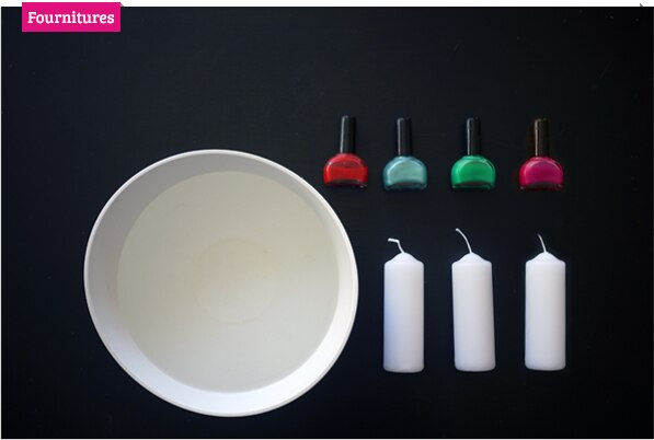 Bougies marbrées au vernis à ongles