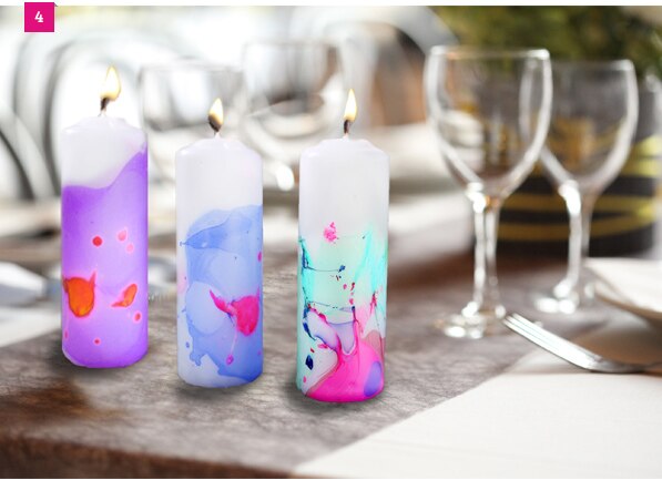 Bougies marbrées au vernis à ongles