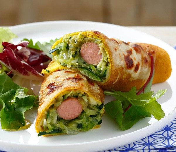 Crêpes Knacki courgettes