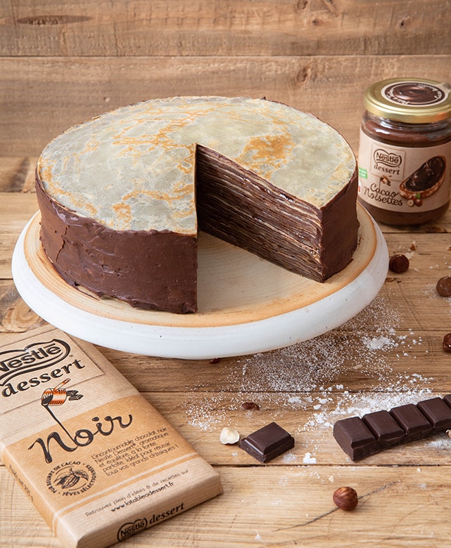 Gâteau de crêpes au chocolat & à la PAT - portrait-5