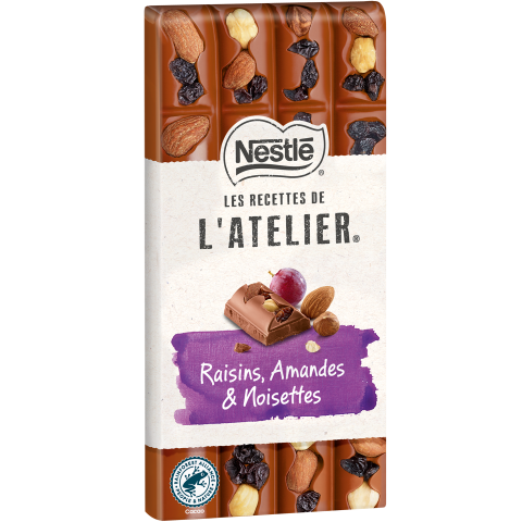 NESTLE L'ATELIER - Lait Raisins amandes noisettes - 170g
