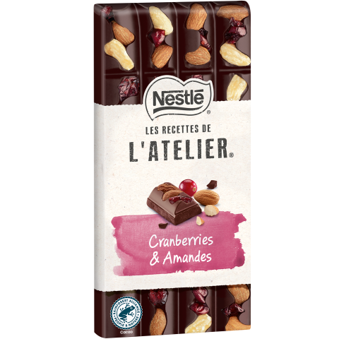 NESTLE L'ATELIER - Noir Cranberries amandes - 170g