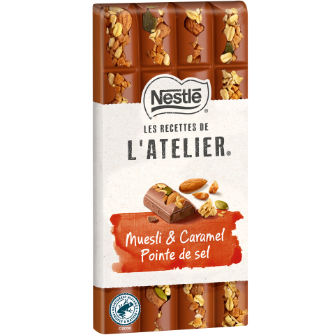 NESTLE L'ATELIER - Lait Muesli caramel sel - 170g