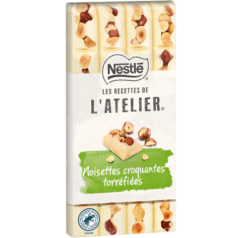 NESTLE L'ATELIER Tablette Chocolat Blanc Noisettes - 150g