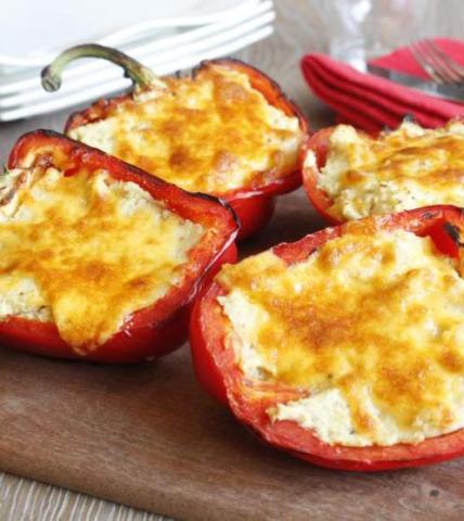 Poivrons farcis purée aux 3 céréales cheddar