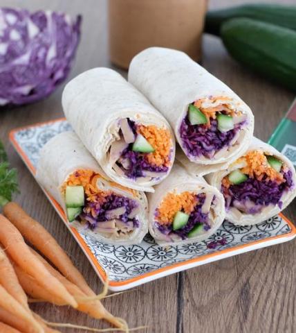 Wraps végétariens carottes chou rouge fromage ail et fines herbes  Emincés Garden Gourmet