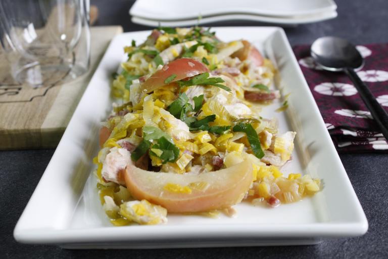 Poulet aux pommes et poireaux Poulet aux pommes et poireaux