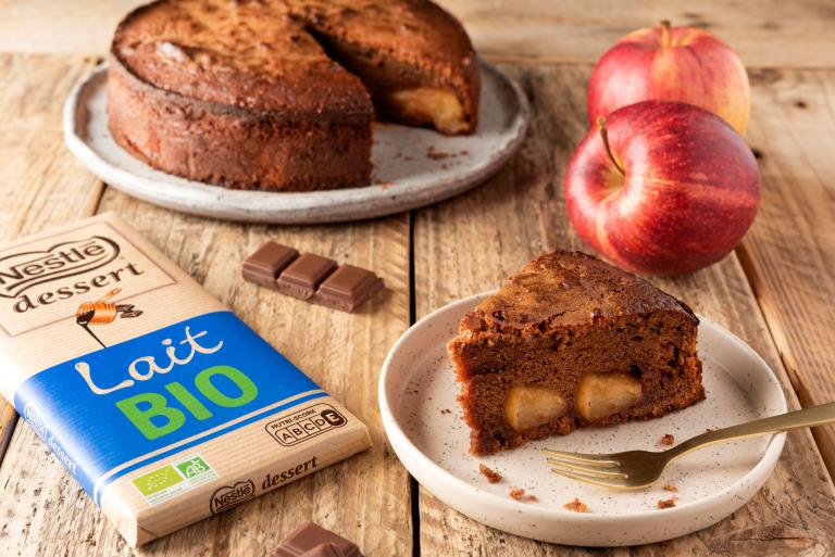 Gâteaux au chocolat au lait bio et pommes