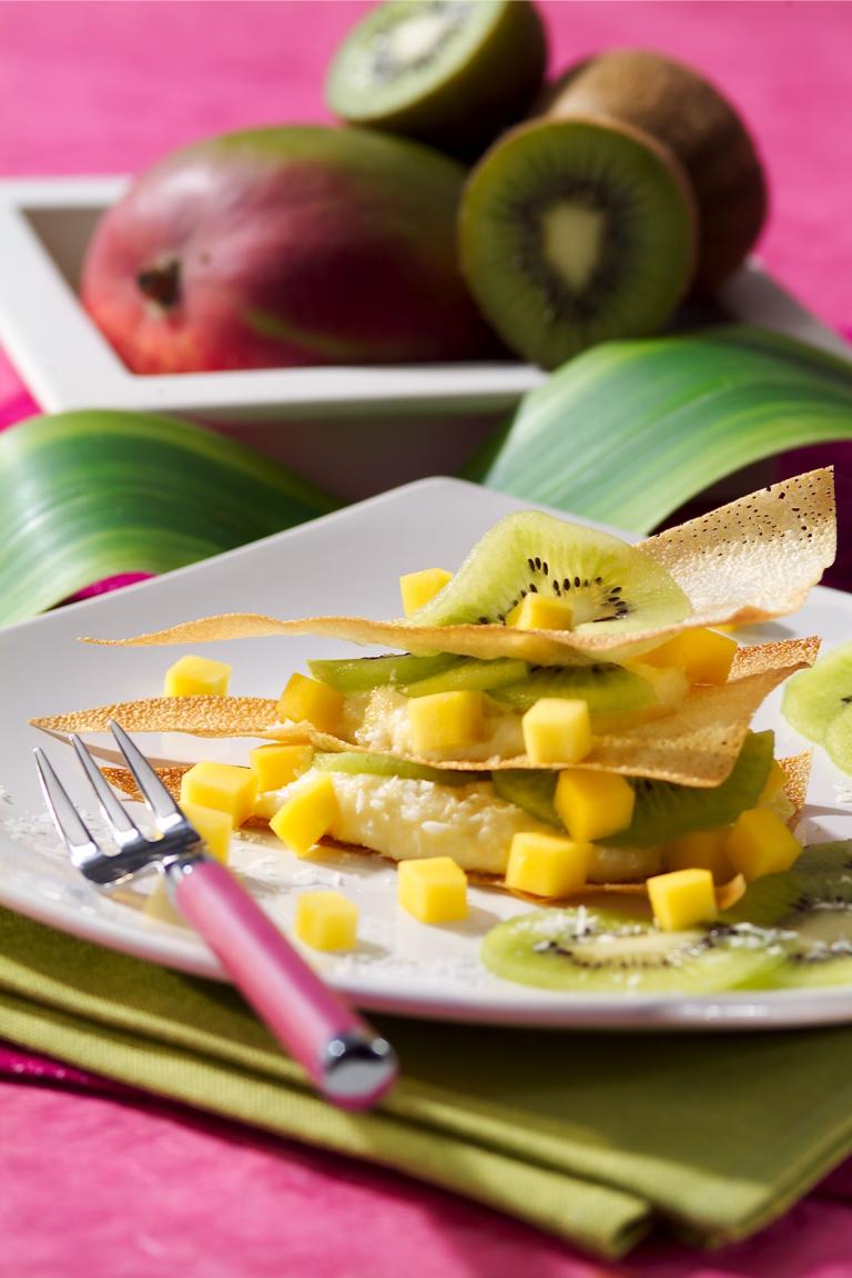 Feuilles de brick croustillantes aux fruits exotiques Feuilles de brick croustillantes aux fruits exotiques