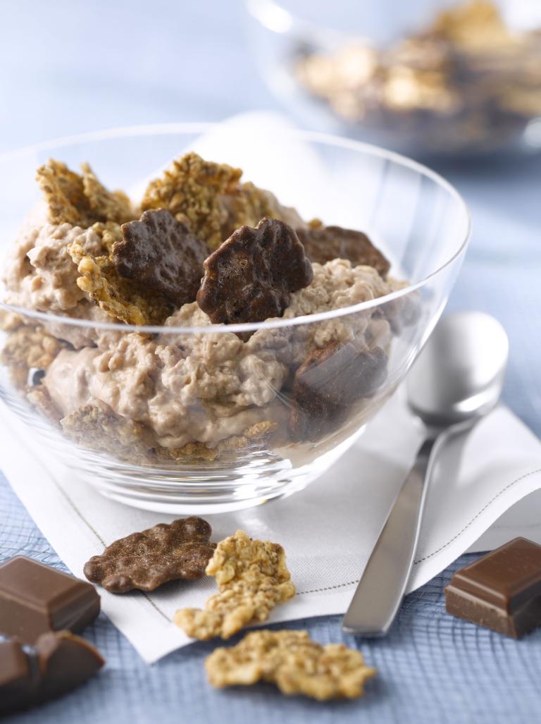 Mousse de fromage blanc au chocolat au lait et cereales fitness chocolat Mousse de fromage blanc au chocolat au lait et cereales fitness chocolat
