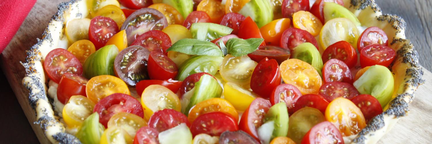 Tarte fine ricotta basilic et petites tomates Tarte fine ricotta basilic et petites tomates