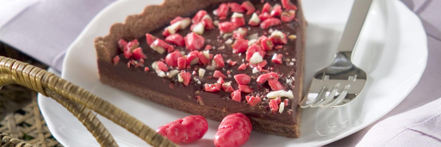 Tarte tout chocolat et pralines roses Tarte tout chocolat et pralines roses
