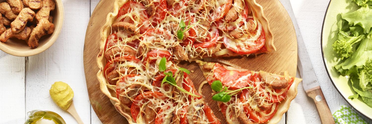 Tarte à la tomate moutarde et bouchées grillées Tarte à la tomate moutarde et bouchées grillées
