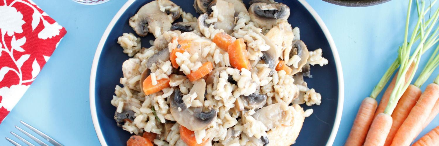Risotto Healthy aux champignons, carottes et poulet Risotto Healthy aux champignons, carottes et poulet