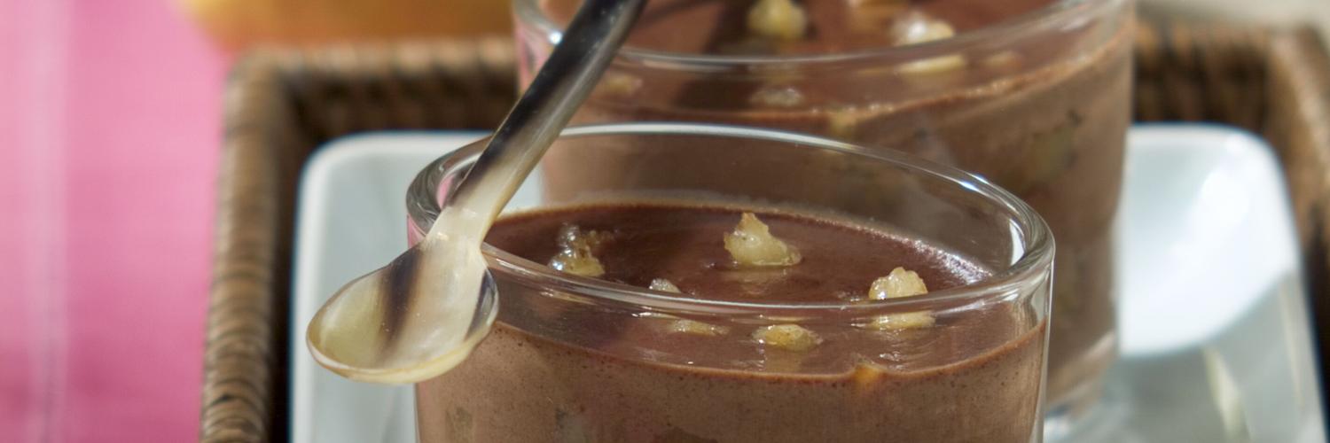 Petites cremes chocolat et poires caramelisees Petites cremes chocolat et poires caramelisees