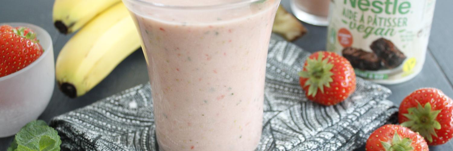 Smoothie fraises banane menthe Smoothie fraises banane menthe