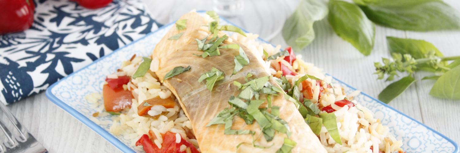 Dos de saumon riz au basilic cookeo Dos de saumon riz au basilic cookeo