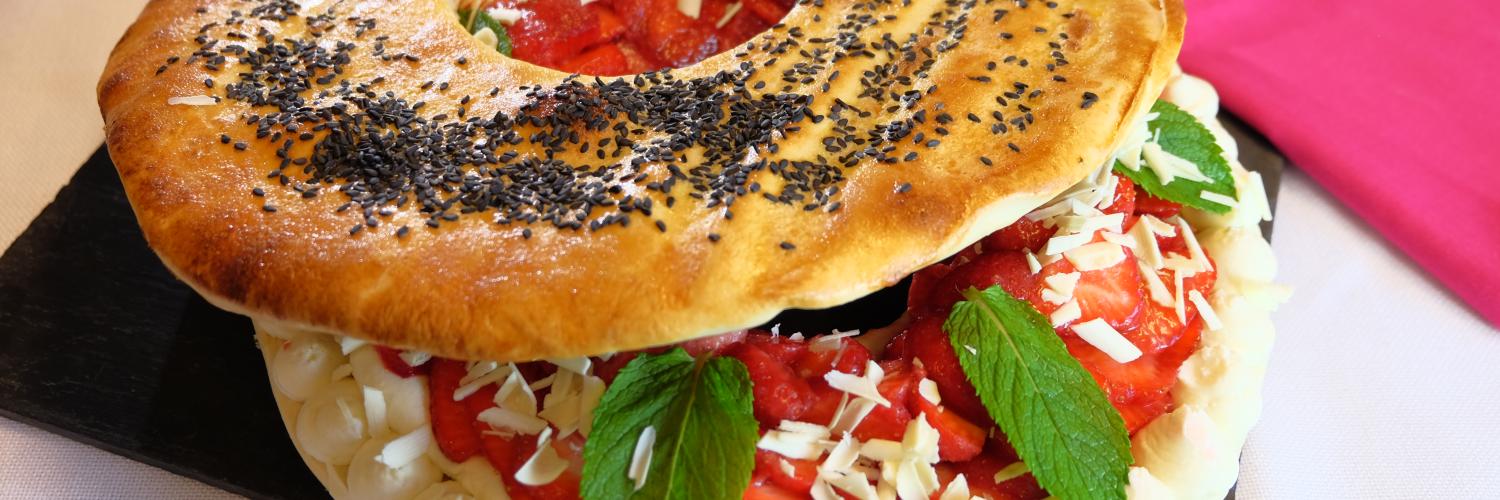 Bagels fraise, chocolat blanc Bagels fraise, chocolat blanc