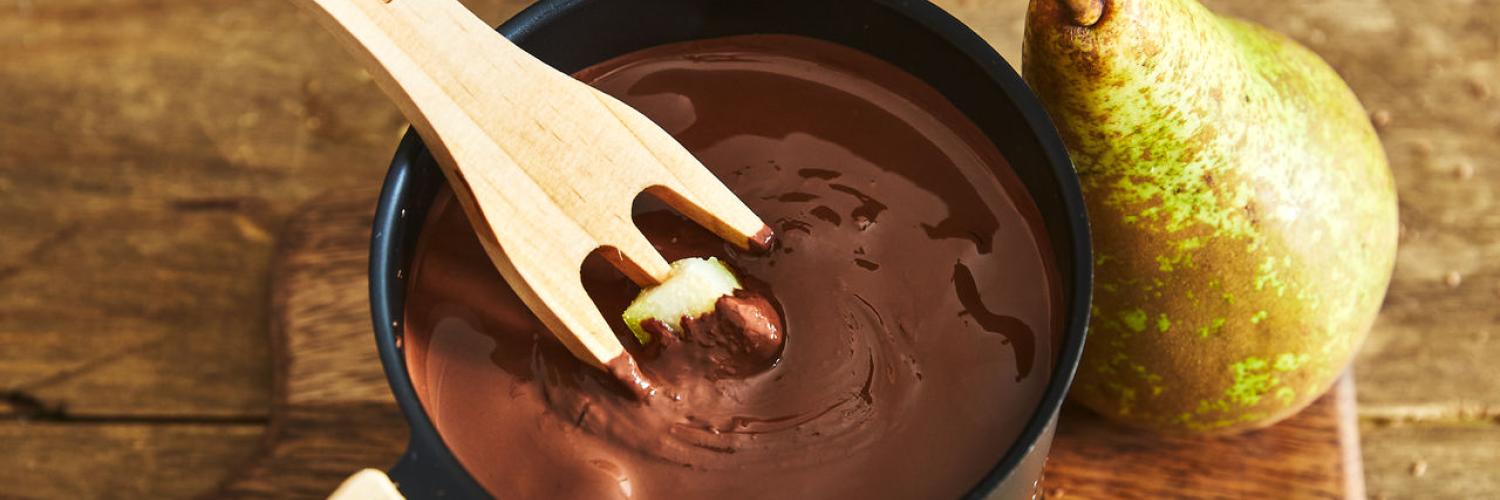 Fondue au chocolat noir & poires Fondue au chocolat noir & poires