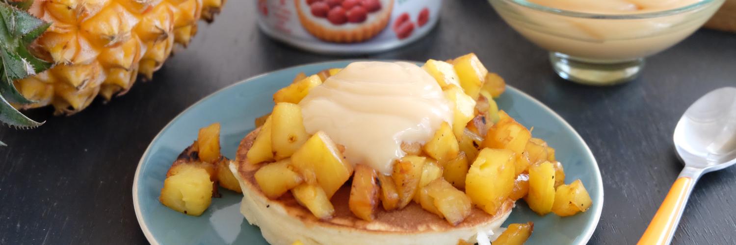 Pancakes ananas et confiture de lait Pancakes ananas et confiture de lait