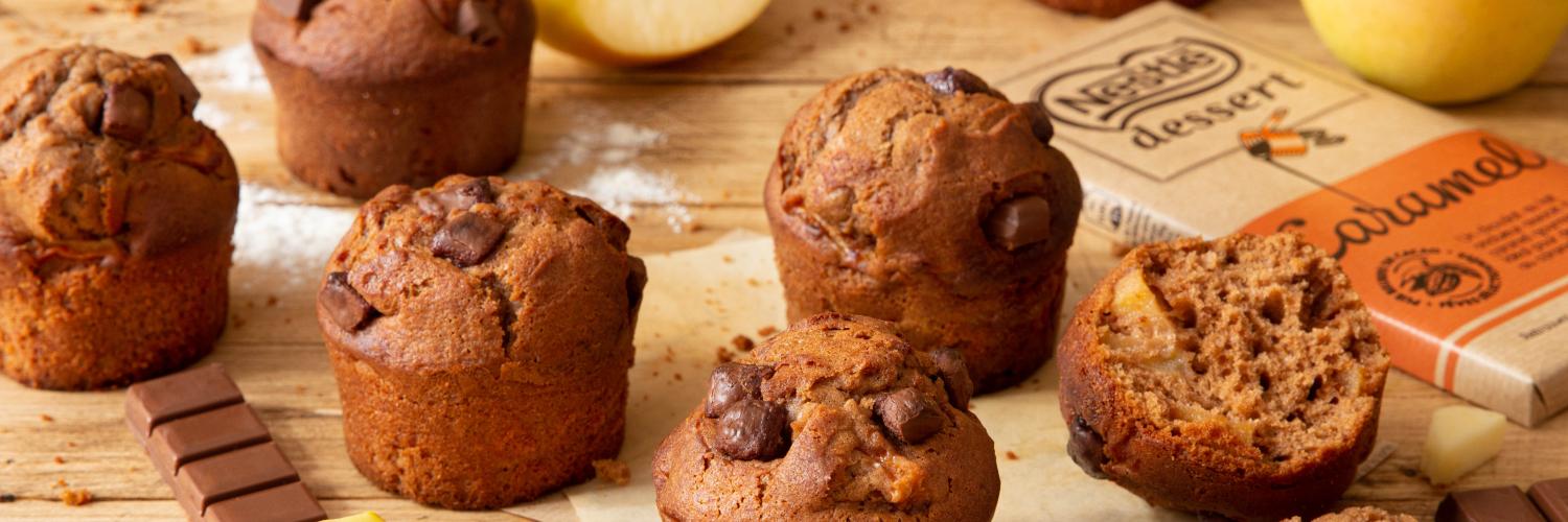 Muffins au chocolat caramel et dés de pomme Muffins au chocolat caramel et dés de pomme