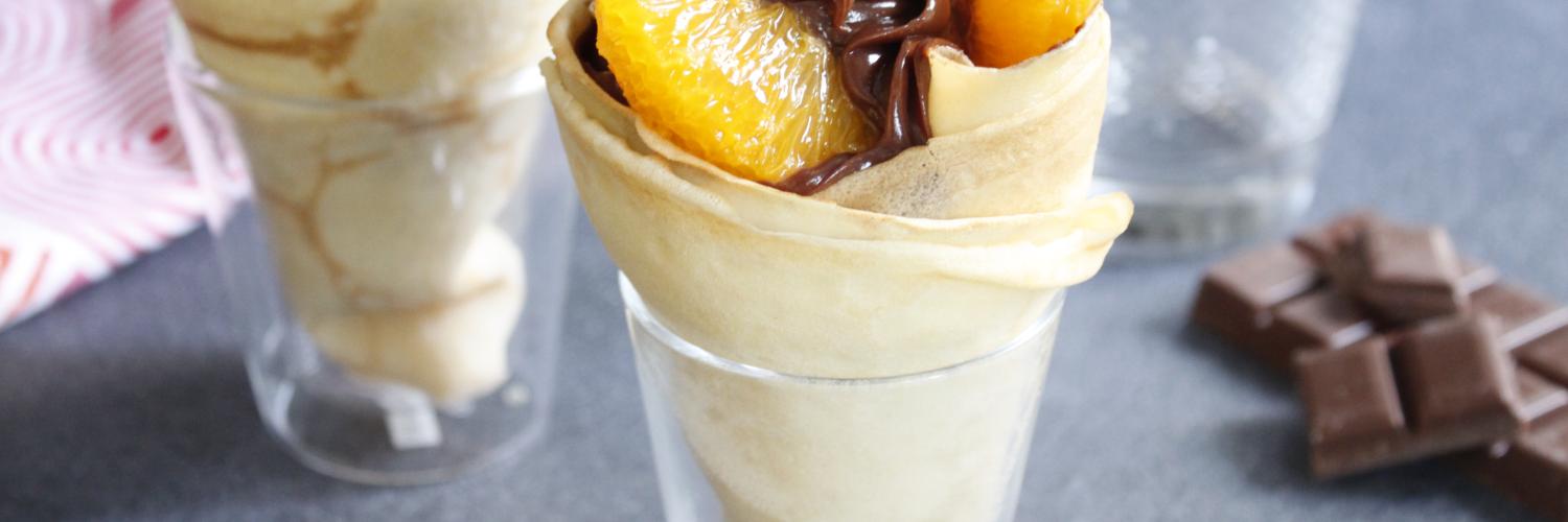 Cornets de crêpes pâte à tartiner caramel et orange Cornets de crêpes pâte à tartiner caramel et orange