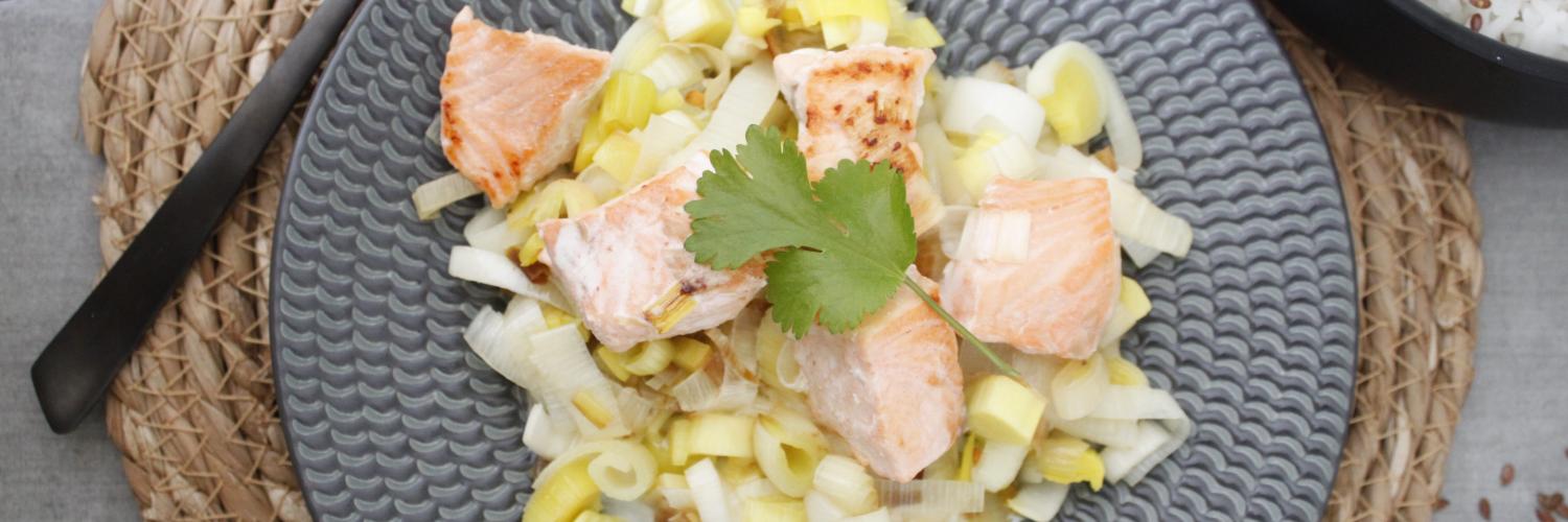 Noix de saumon sur fondue de poireaux Noix de saumon sur fondue de poireaux