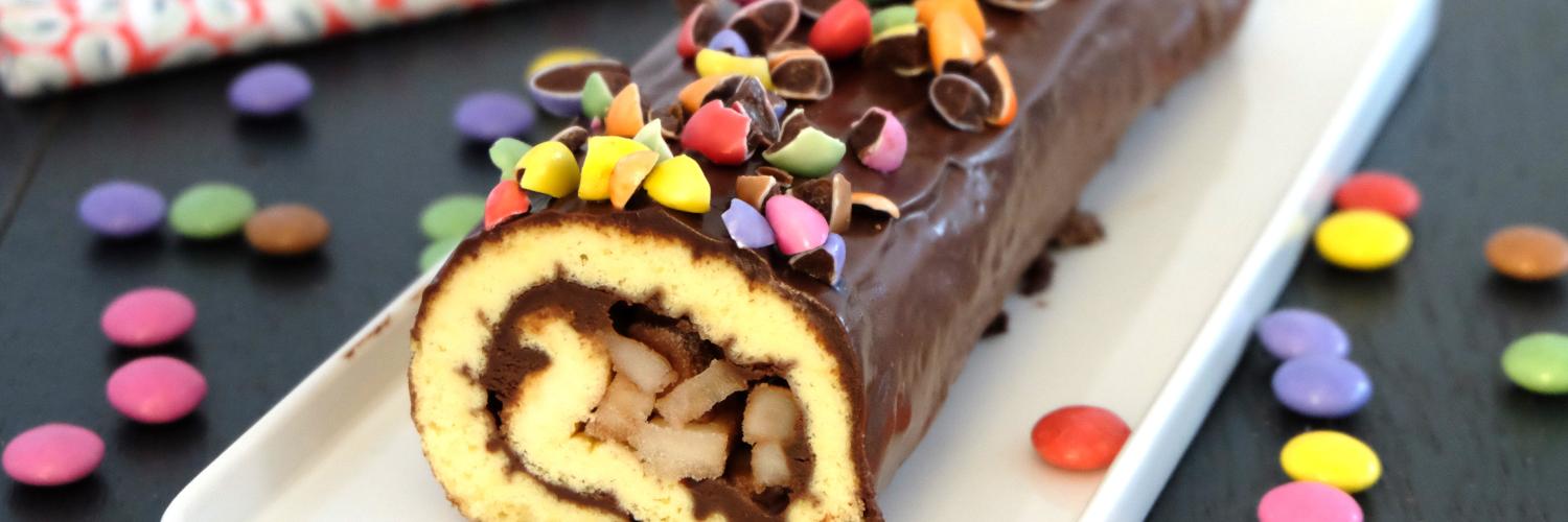 Roulé poire chocolat aux Smarties Roulé poire chocolat aux Smarties