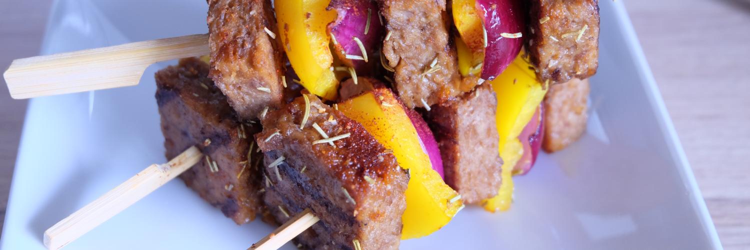 Brochettes de steak végétal au poivron et romarin Actifry Brochettes de steak végétal au poivron et romarin Actifry