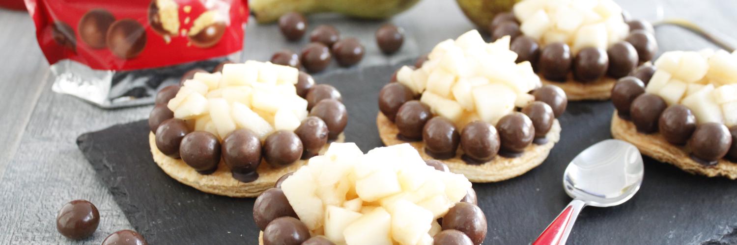 Tartelettes poire et Kitkat ball Tartelettes poire et Kitkat ball