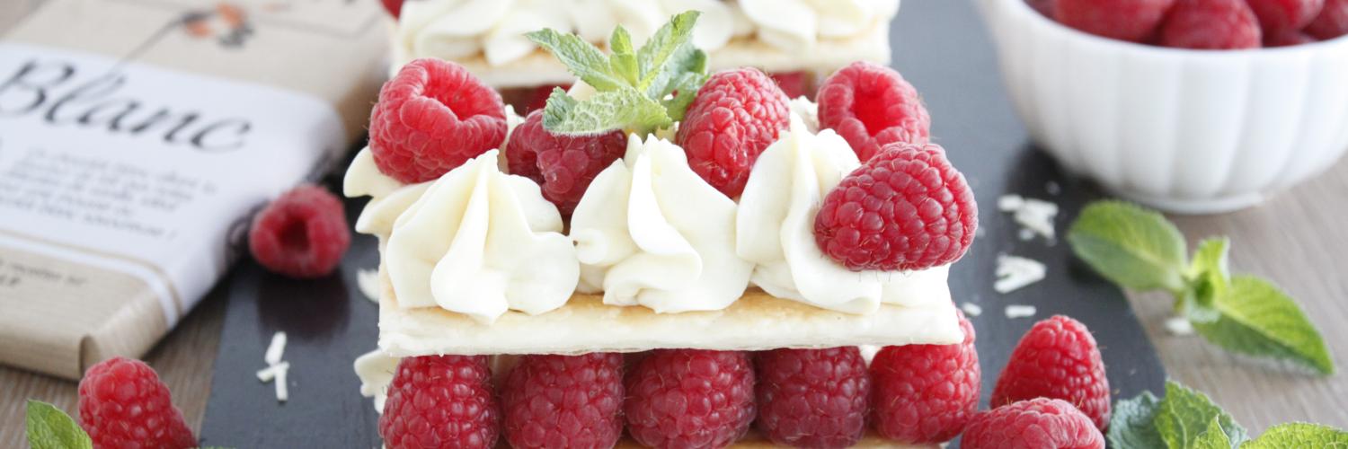 Millefeuilles framboises chocolat blanc Millefeuilles framboises chocolat blanc