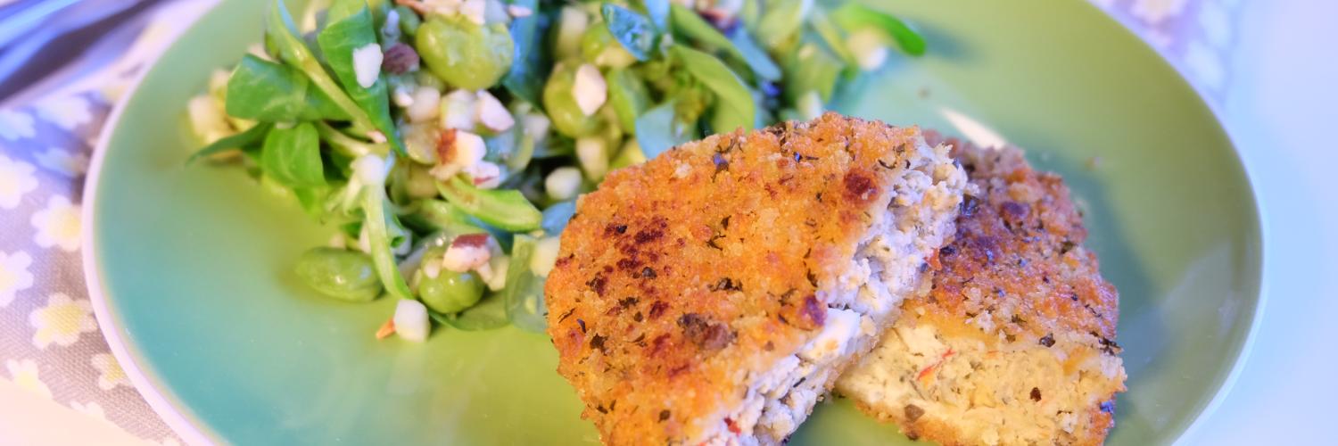 Pavés courgette et salade de fèves Pavés courgette et salade de fèves