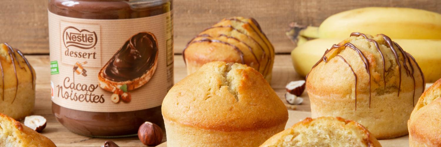 Muffins à la banane et pâte à tartiner Muffins à la banane et pâte à tartiner