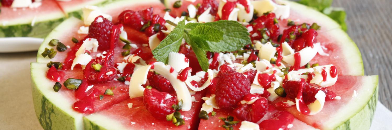 Tarte pastèque chocolat blanc framboises Tarte pastèque chocolat blanc framboises