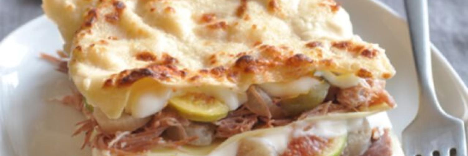 Lasagnes au confit de canard, figues et noix Lasagnes au confit de canard, figues et noix
