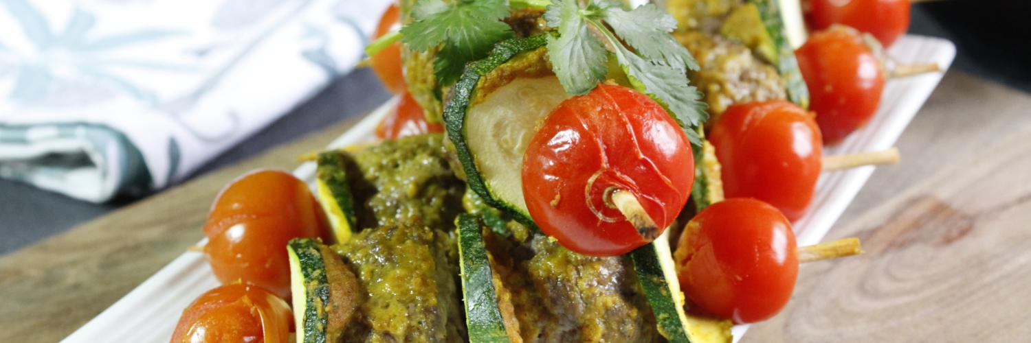 Brochettes de boeuf curry courgettes Brochettes de boeuf curry courgettes