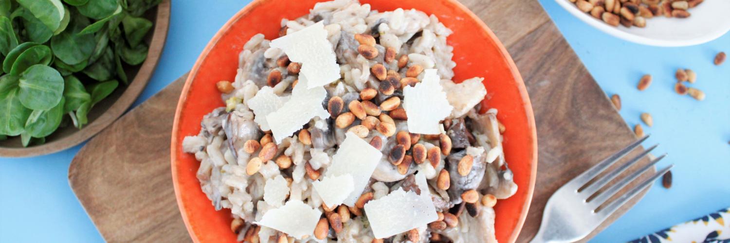 Risotto aux champignons, pignons et parmesan Risotto aux champignons, pignons et parmesan