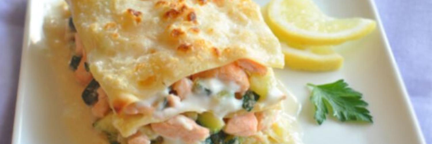 Lasagnes courgettes, saumon, citron Lasagnes courgettes, saumon, citron