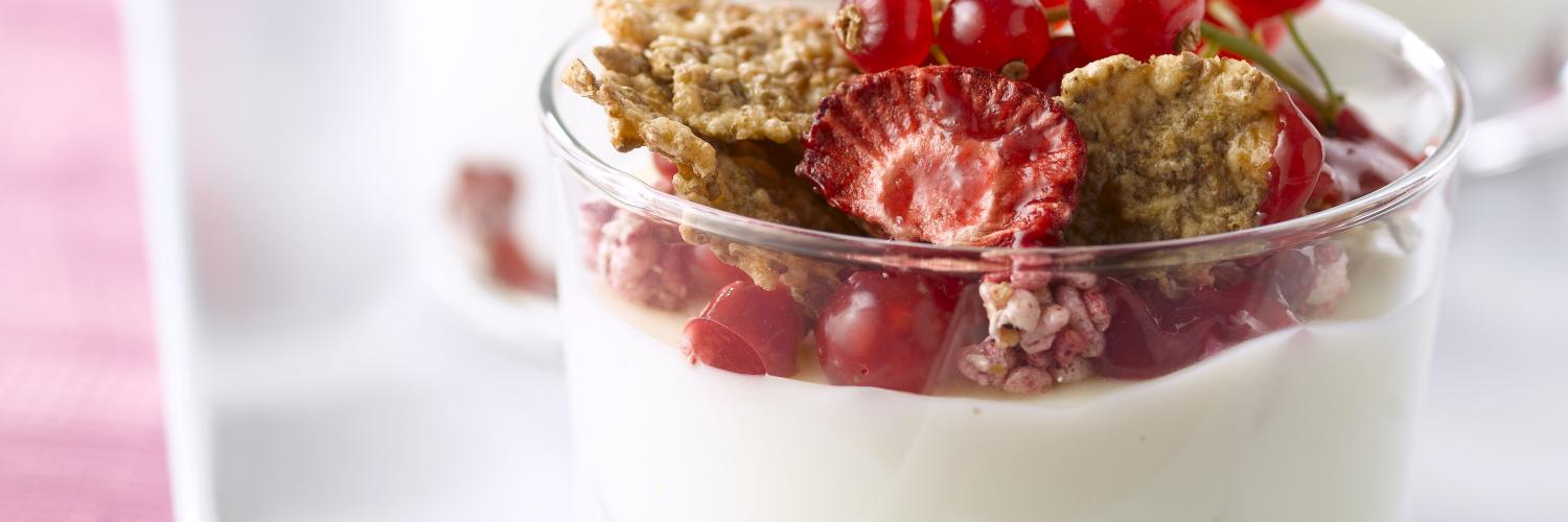 Panna cotta aux fruits rouges et cereales fitness fraises Panna cotta aux fruits rouges et cereales fitness fraises