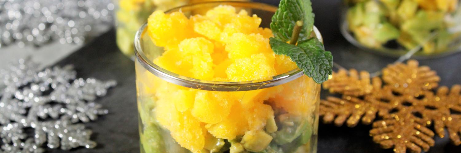 Verrine d'avocat à l'Arome et granité de clémentines Verrine d'avocat à l'Arome et granité de clémentines