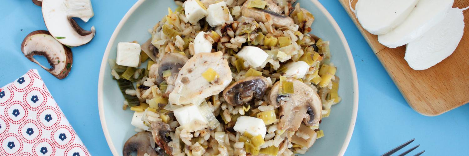 Risotto aux champignons, poireaux et poulet Risotto aux champignons, poireaux et poulet