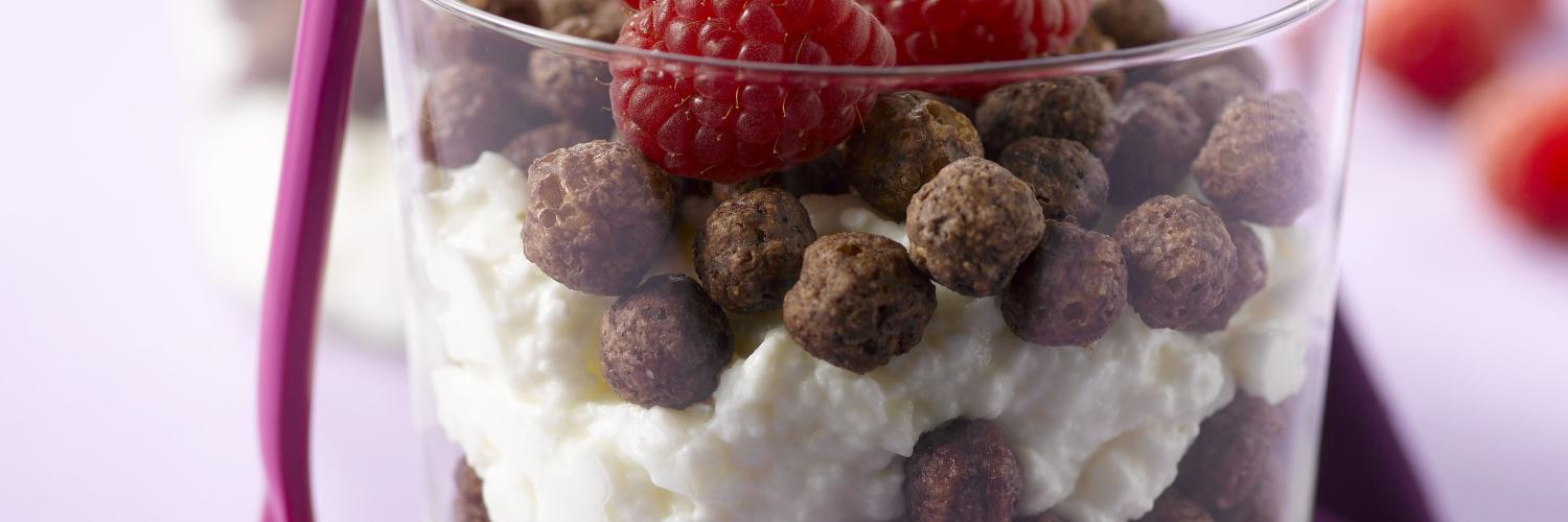 Mousse de yaourt et céréales nesquik en millefeuille Mousse de yaourt et céréales nesquik en millefeuille
