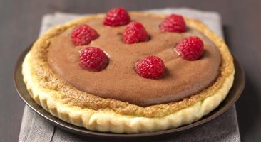 Sable aux pistaches et framboises et sa mousse au chocolat