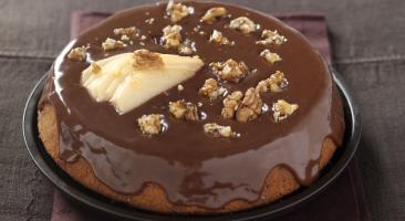Gâteau aux noix, ganache au chocolat praliné et poires (janvier 2012)