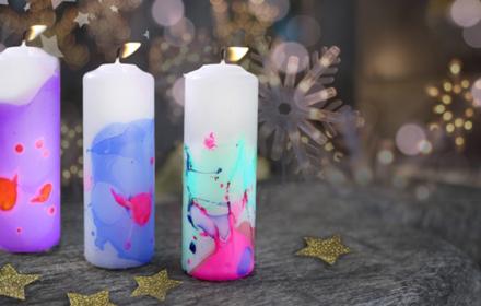 Bougies marbrées au vernis à ongles
