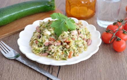 Boulgour aux lardons et petits légumes