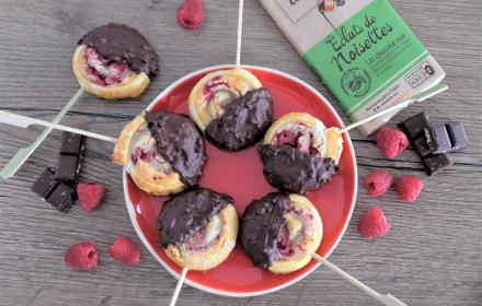 Roll's framboises chocolat noisettes