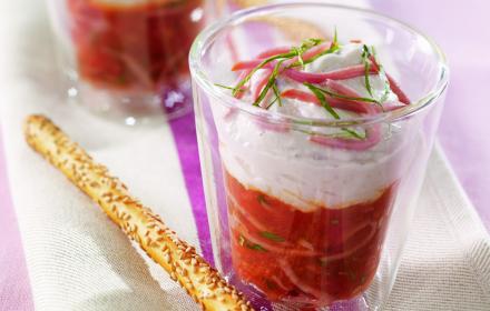 Tiramisu jambon, tomate et aubergines