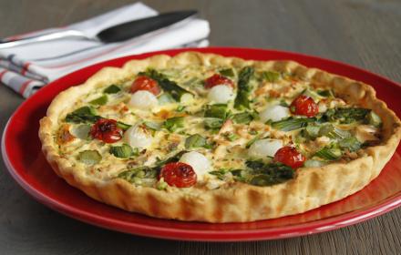Tarte au saumon asperges et petits légumes grelots