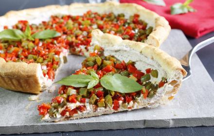 Tarte ricotta olives et poivrons grillés